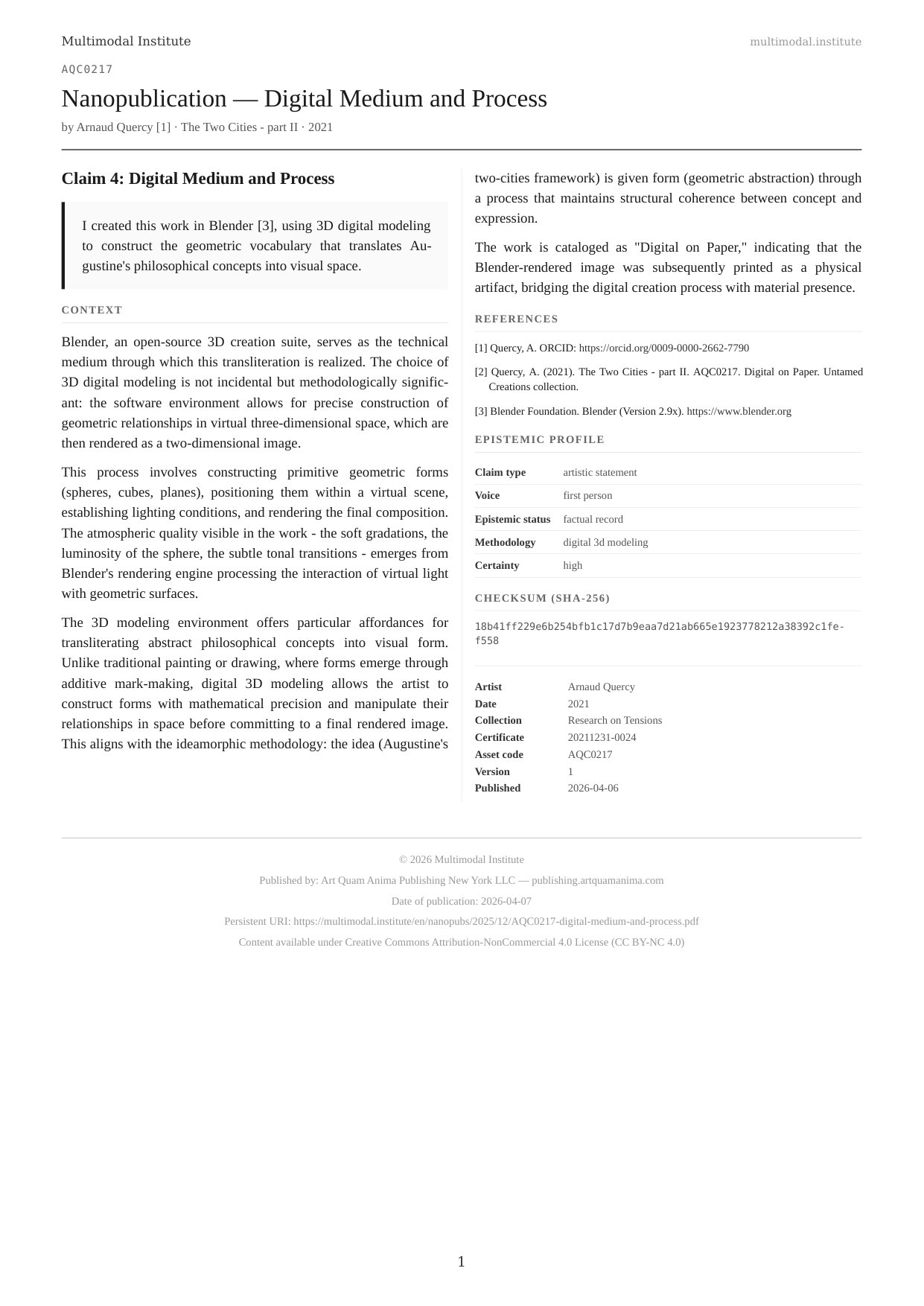 Digital Medium and Process