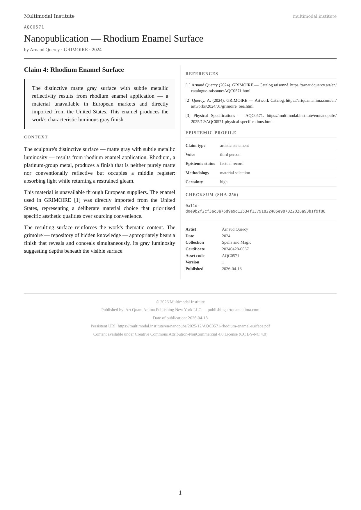 Rhodium Enamel Surface