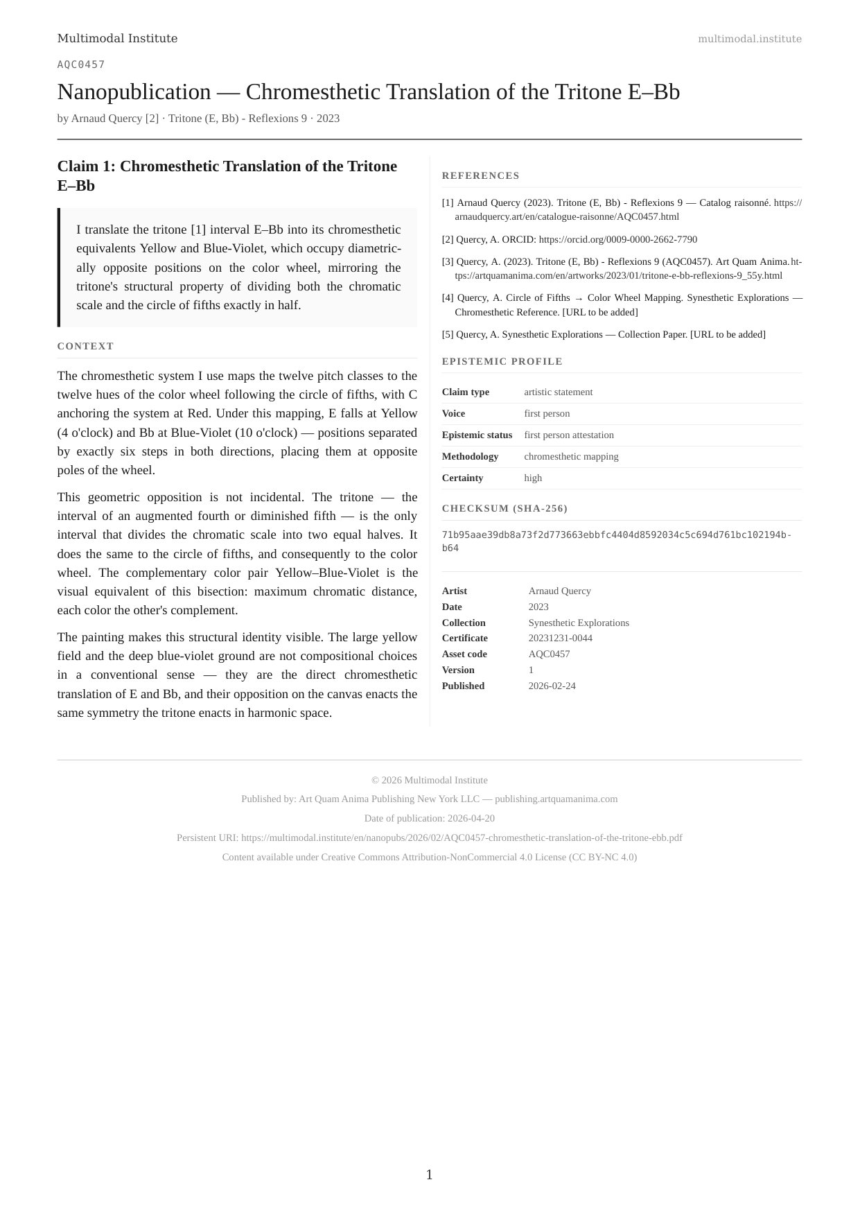 Chromesthetic Translation of the Tritone E–Bb