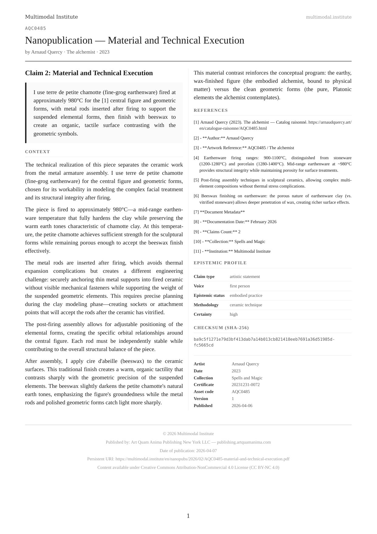 Material and Technical Execution