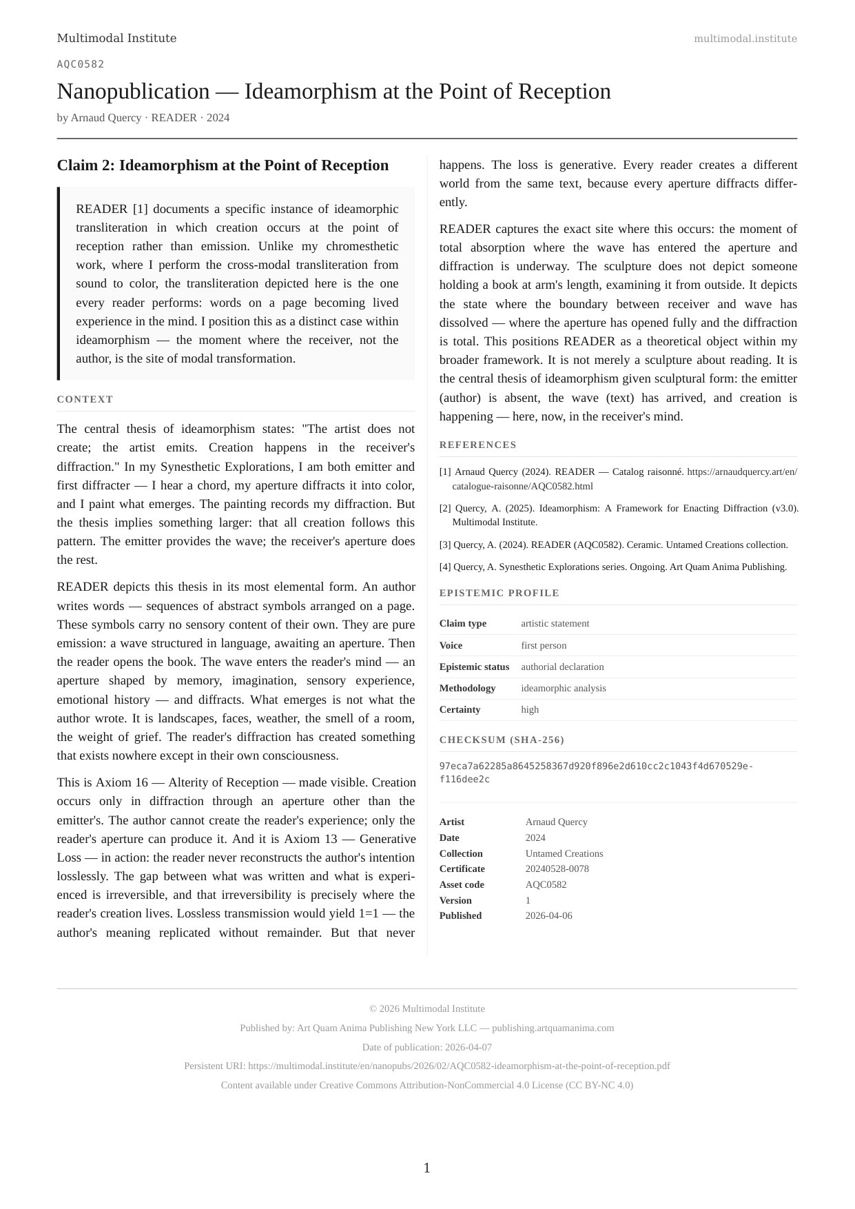 Ideamorphism at the Point of Reception