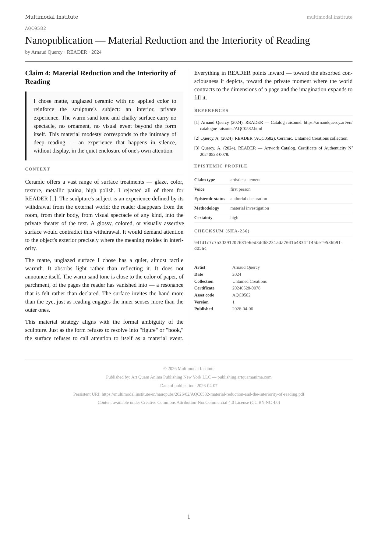 Material Reduction and the Interiority of Reading