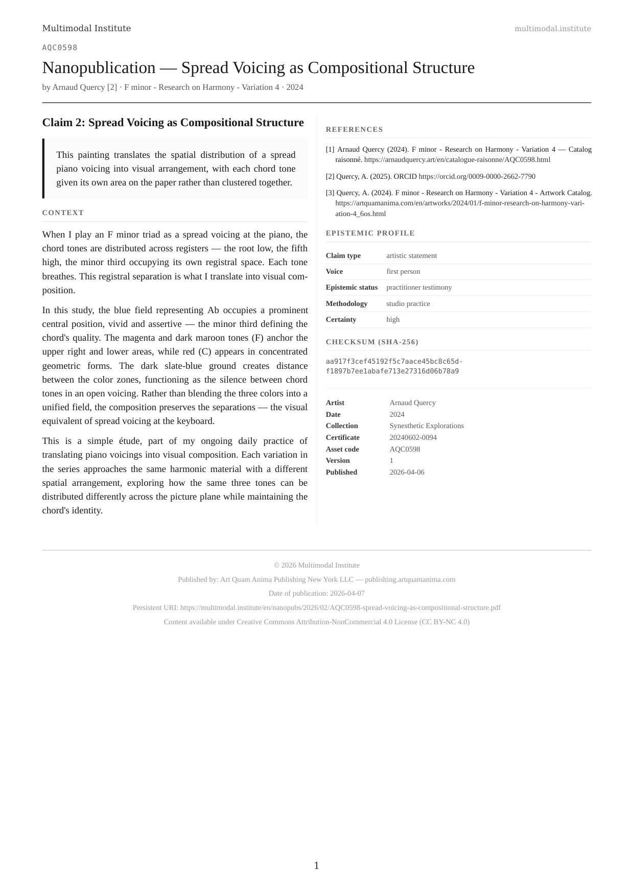 Spread Voicing as Compositional Structure