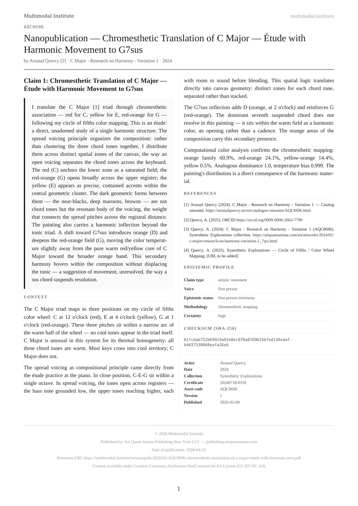 Chromesthetic Translation of C Major — Étude with Harmonic Movement to G7sus