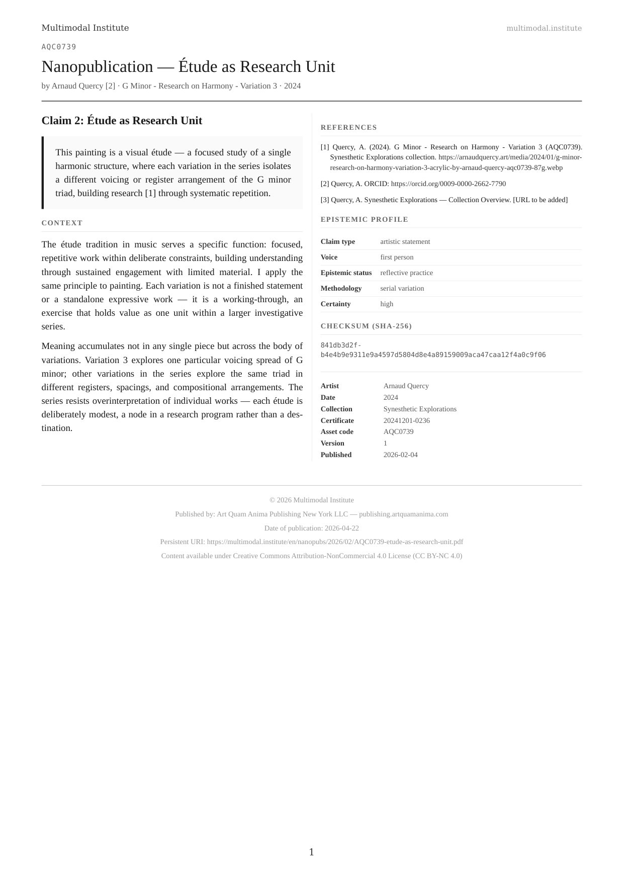 Étude as Research Unit
