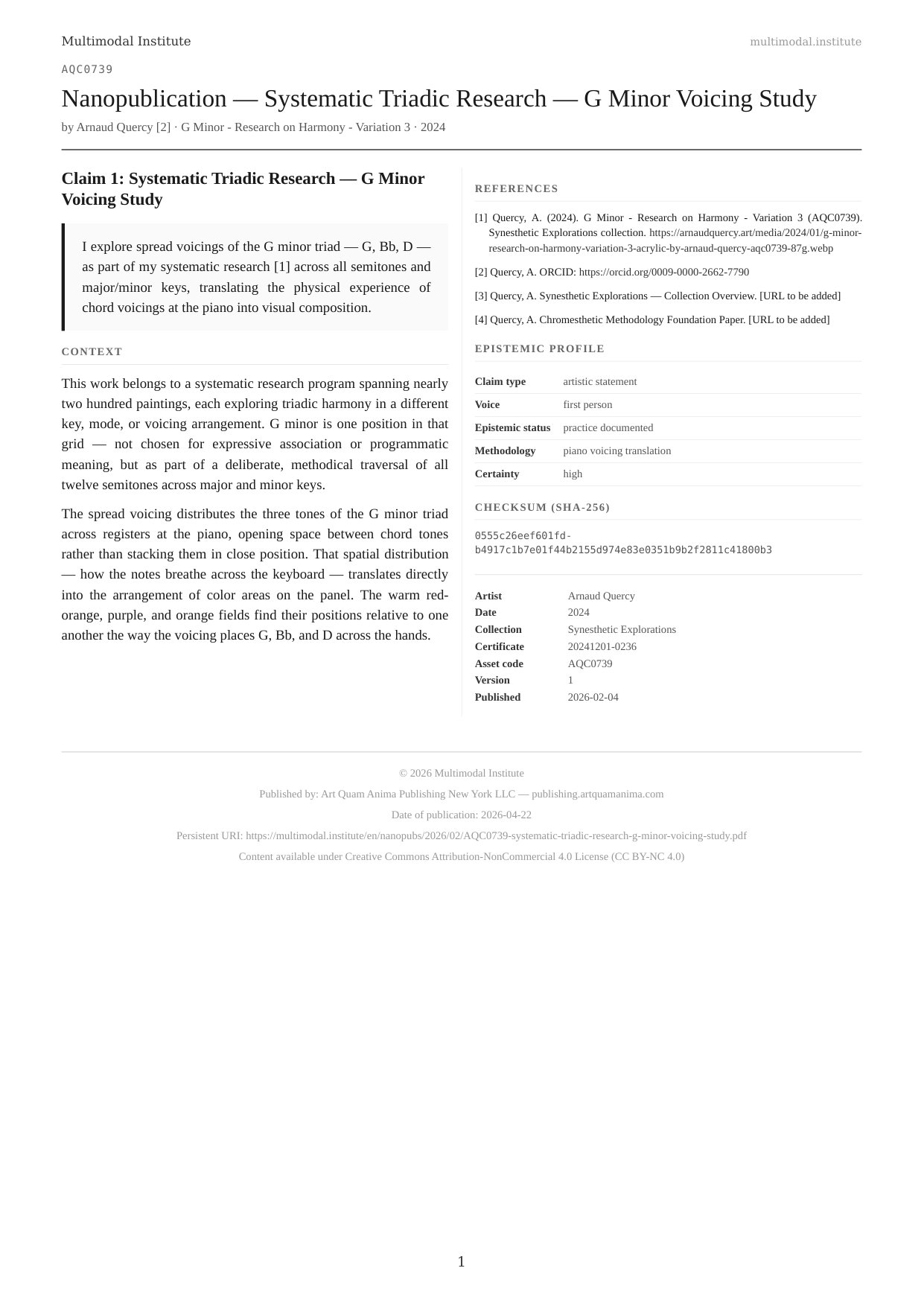 Systematic Triadic Research — G Minor Voicing Study