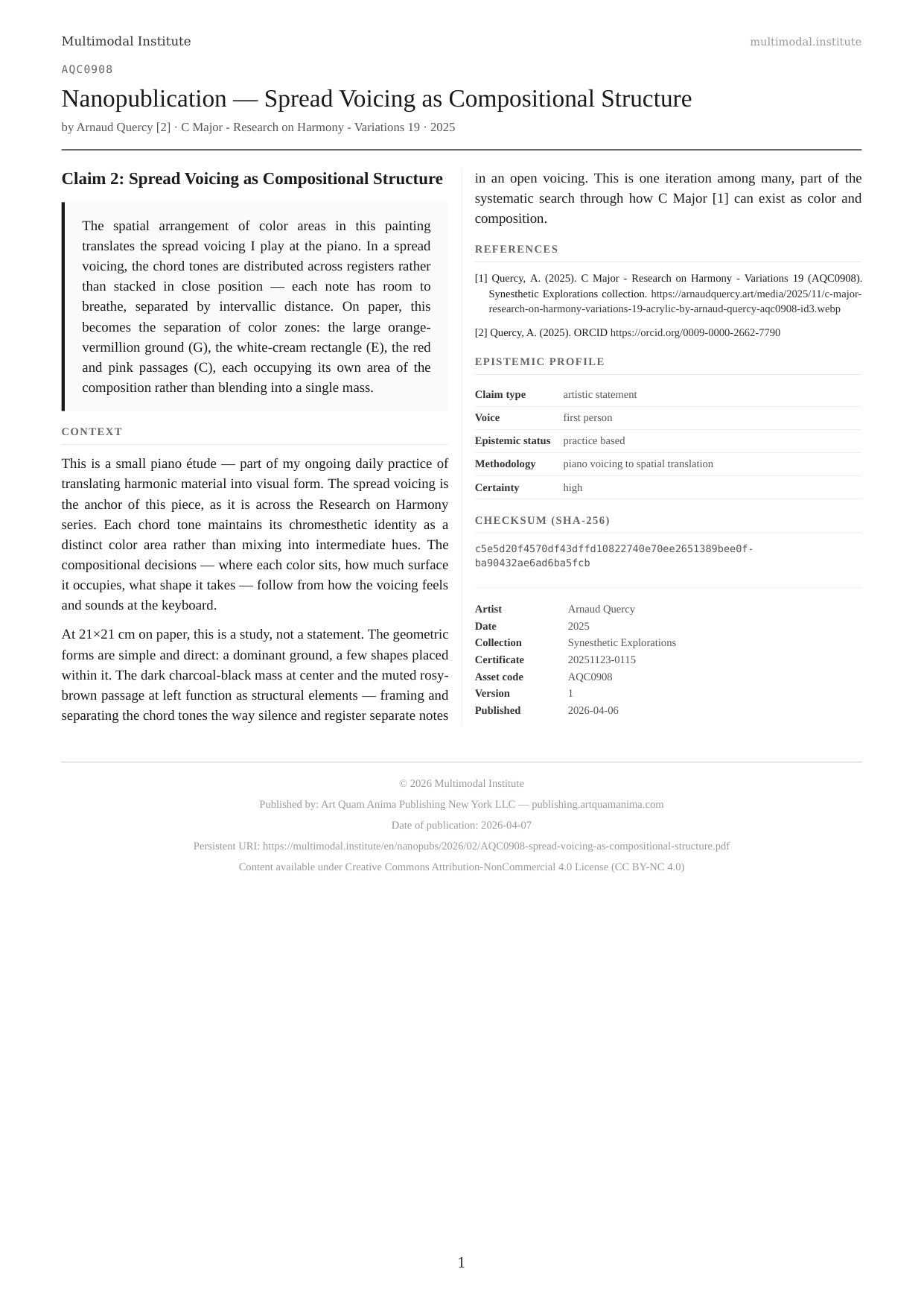 Spread Voicing as Compositional Structure