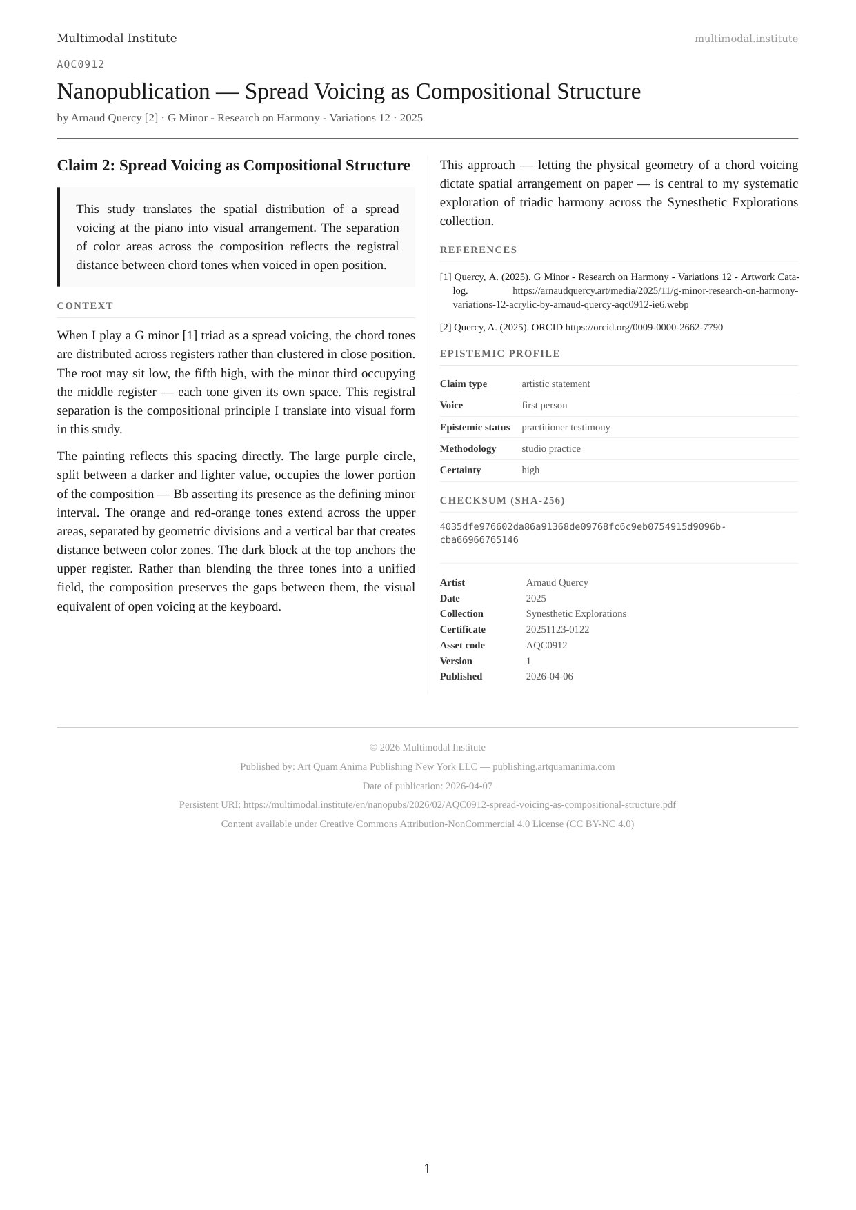 Spread Voicing as Compositional Structure