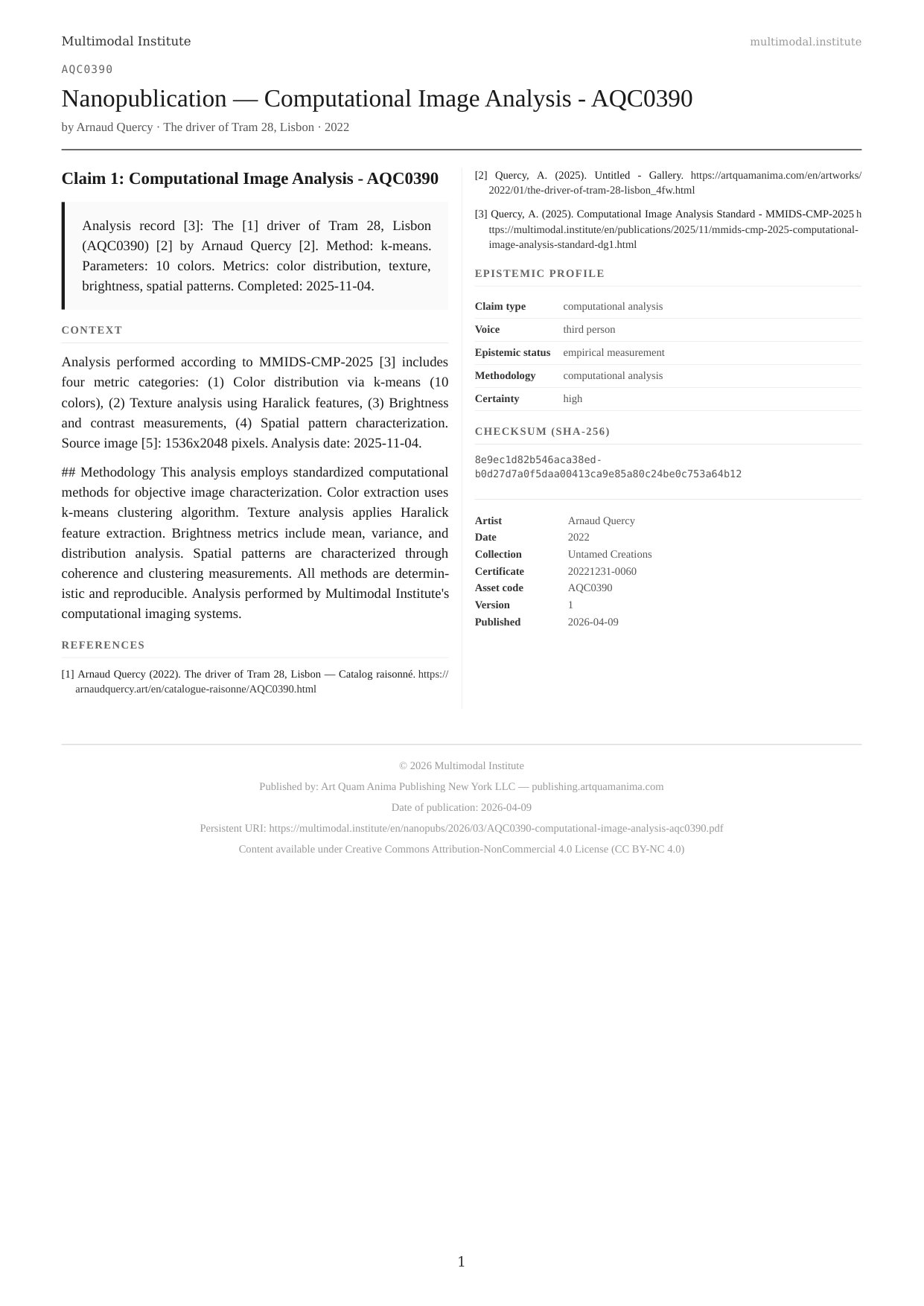 Computational Image Analysis - AQC0390