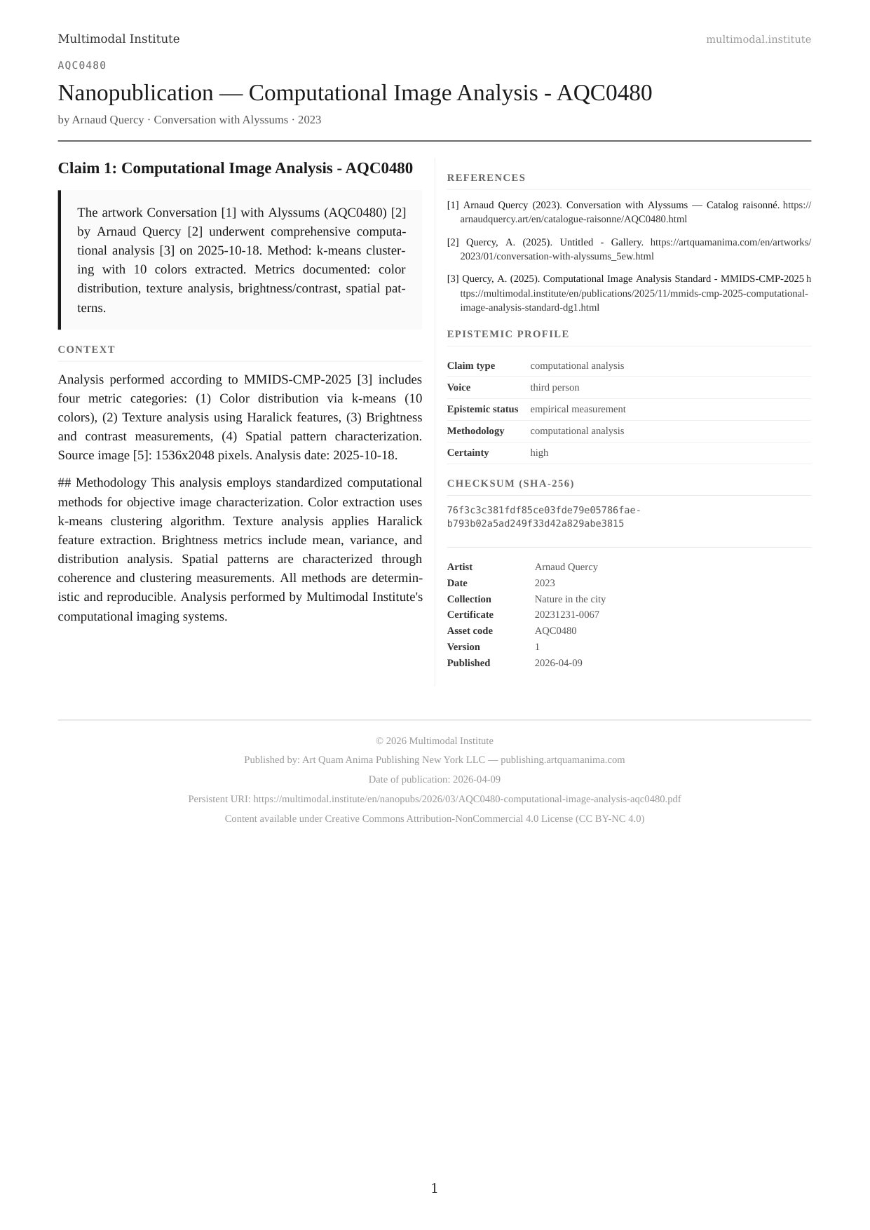 Computational Image Analysis - AQC0480