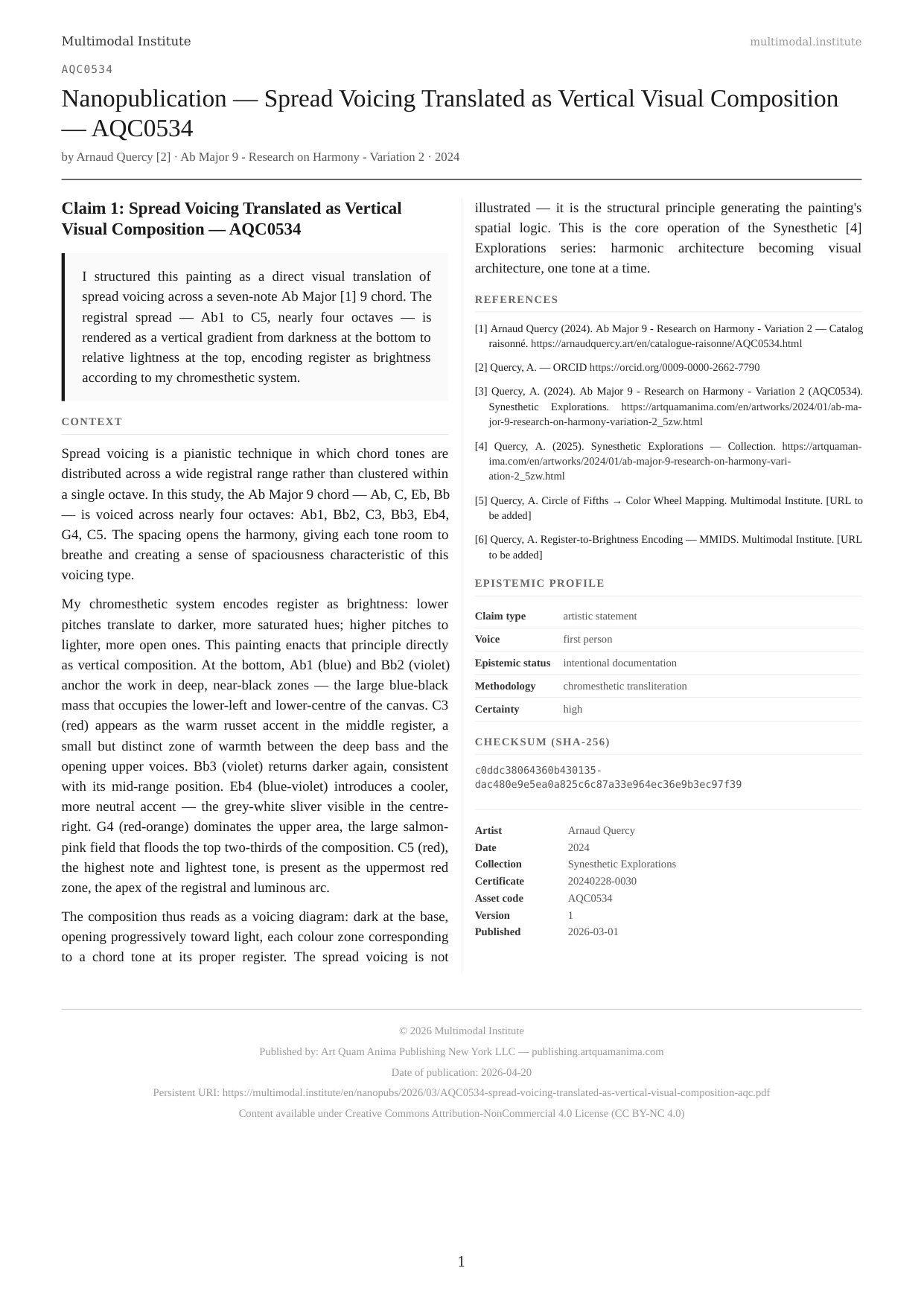 Spread Voicing Translated as Vertical Visual Composition — AQC0534