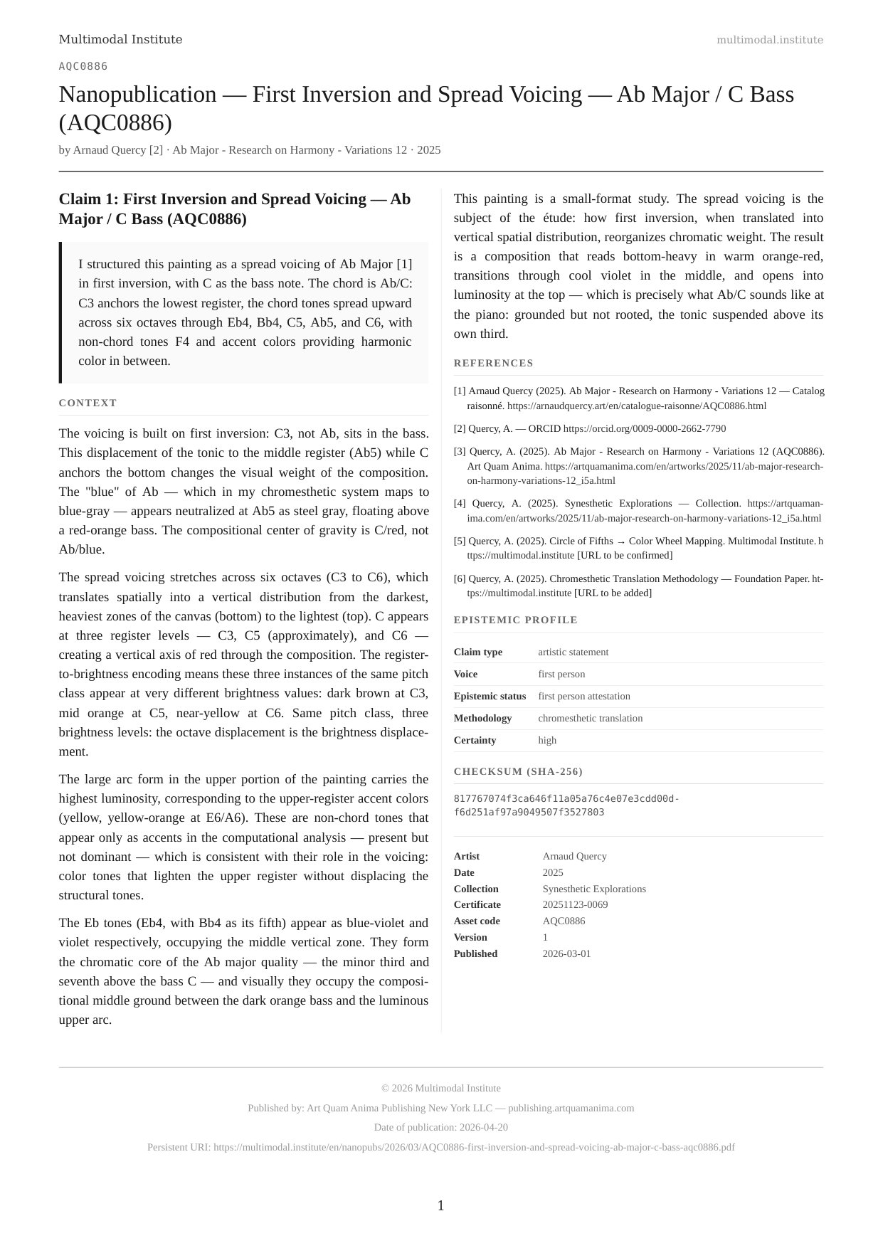 First Inversion and Spread Voicing — Ab Major / C Bass (AQC0886)