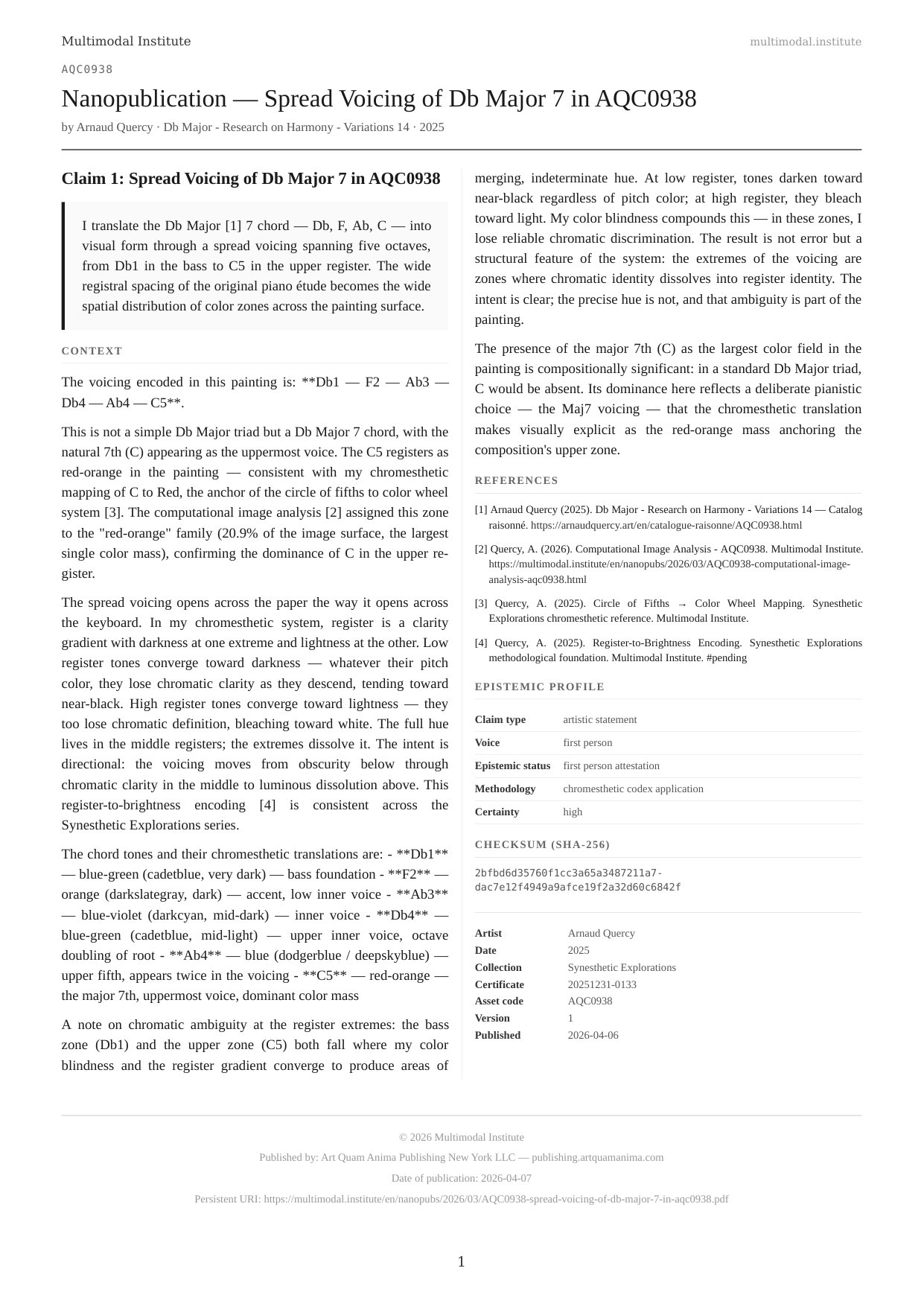 Spread Voicing of Db Major 7 in AQC0938