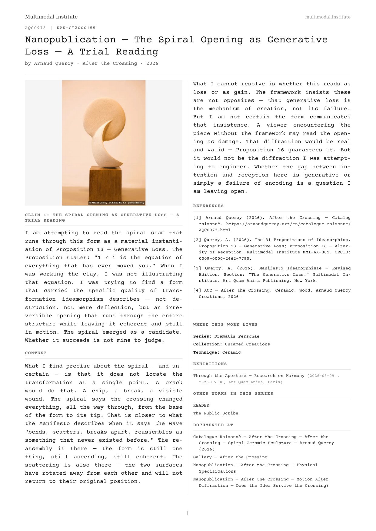 The Spiral Opening as Generative Loss — A Trial Reading