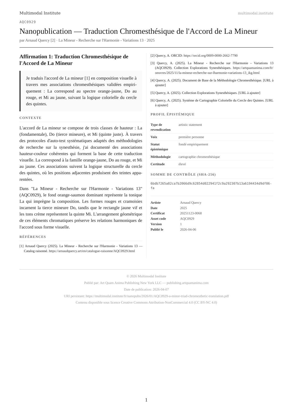 A Minor Triad Chromesthetic Translation