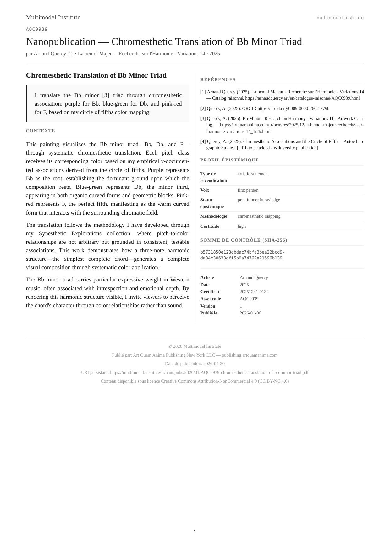 Chromesthetic Translation of Bb Minor Triad