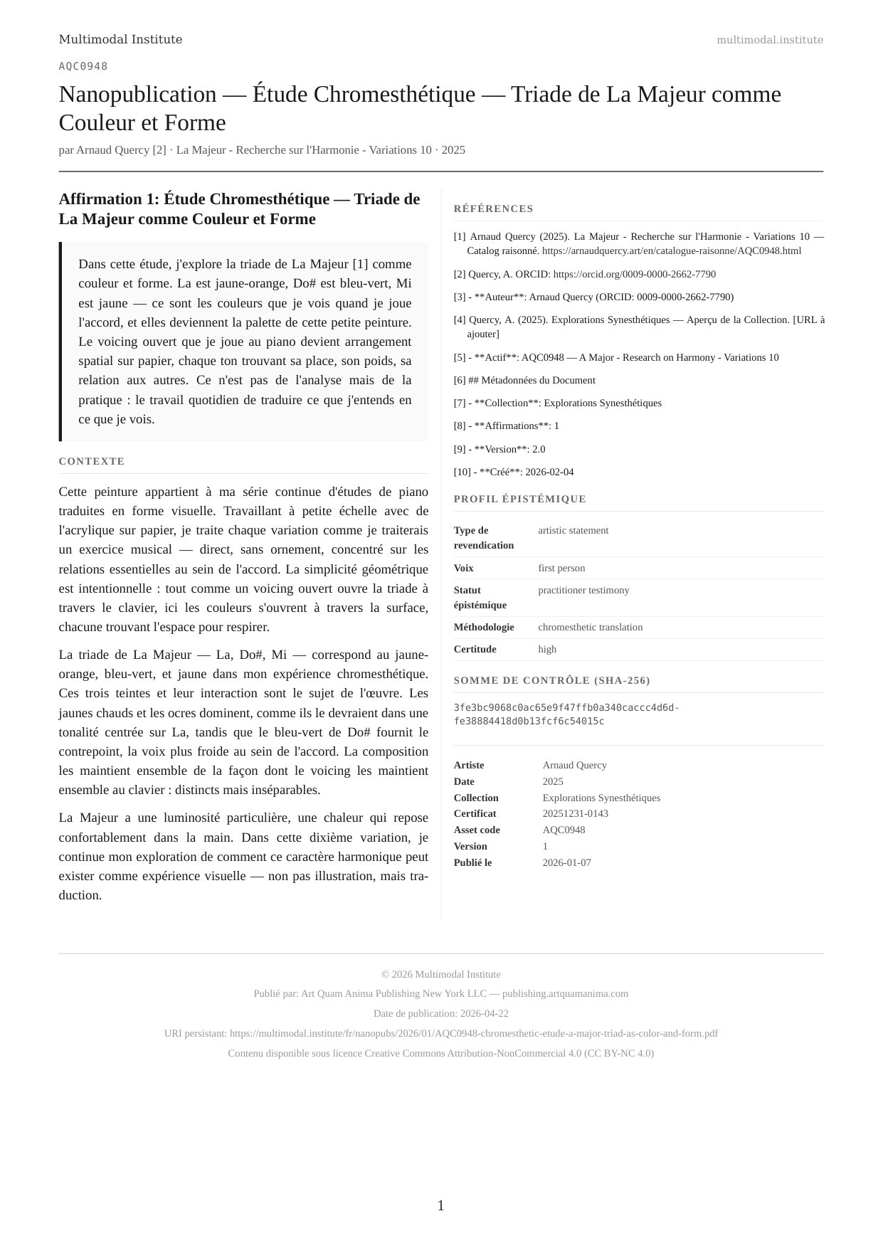 Chromesthetic Étude — A Major Triad as Color and Form