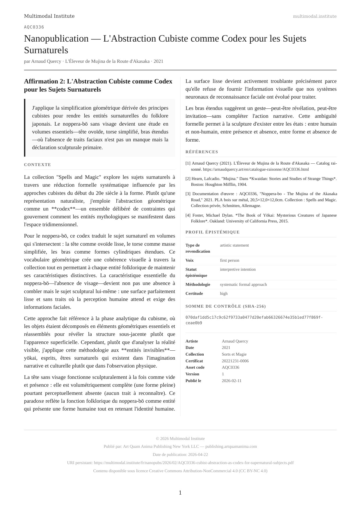 Cubist Abstraction as Codex for Supernatural Subjects