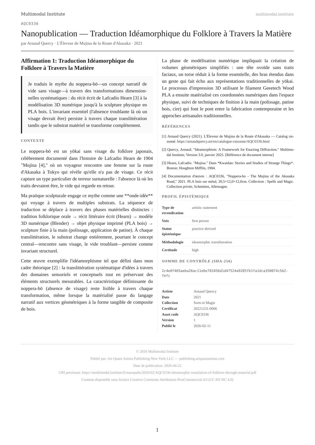 Ideamorphic Translation of Folklore Through Material