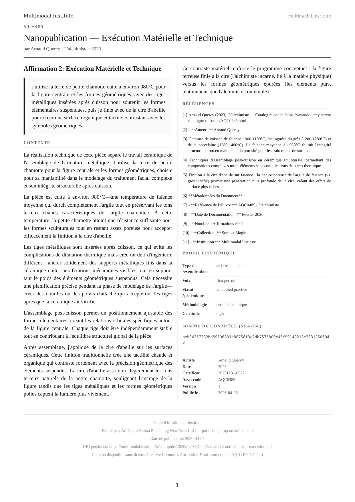 Material and Technical Execution