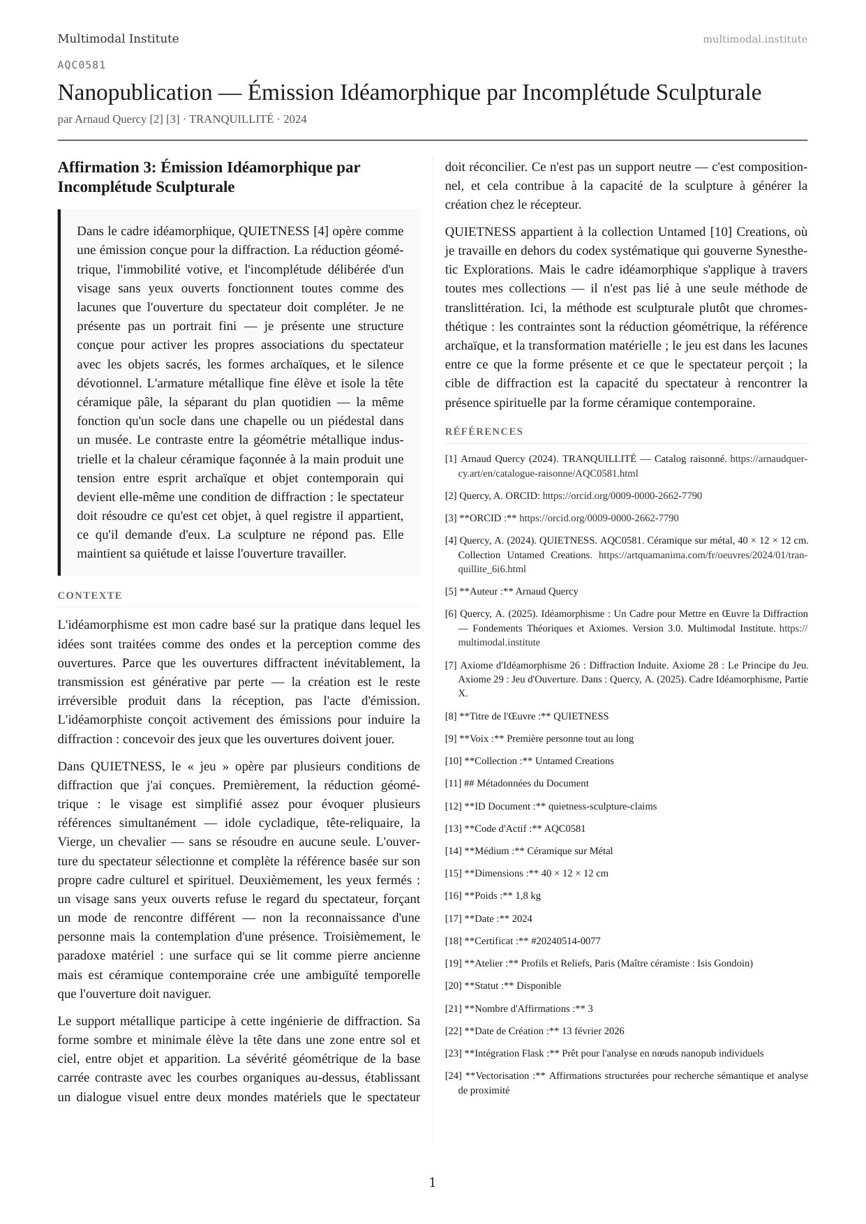 Ideamorphic Emission through Sculptural Incompleteness