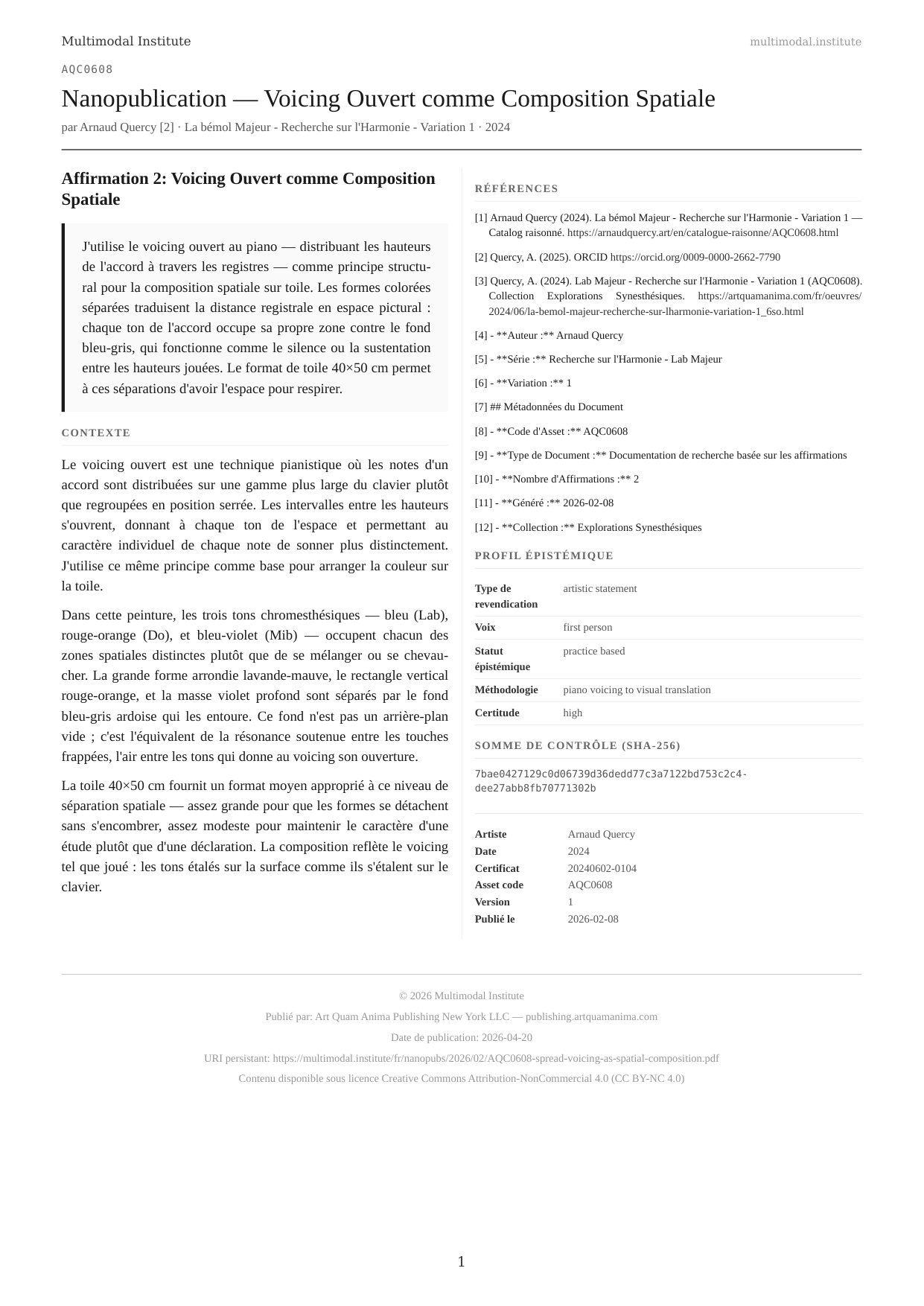 Spread Voicing as Spatial Composition