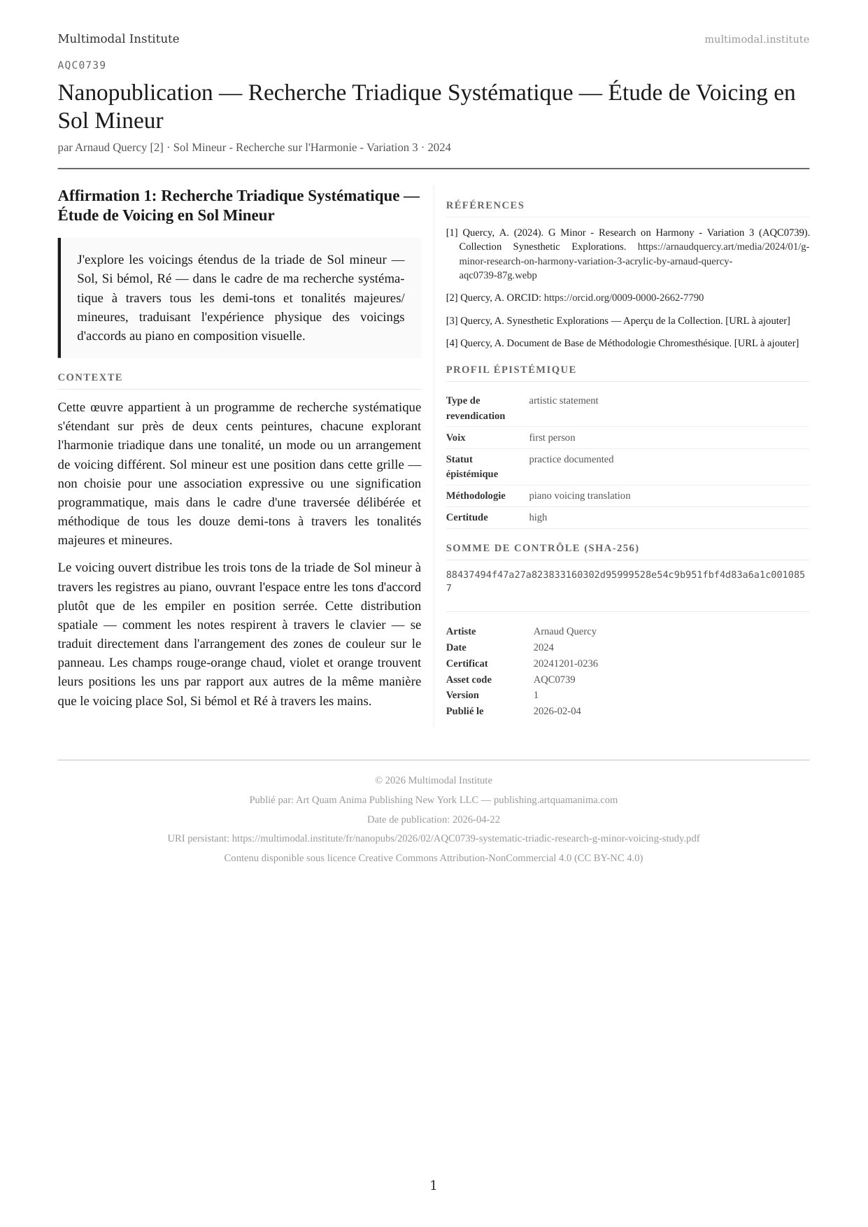 Systematic Triadic Research — G Minor Voicing Study
