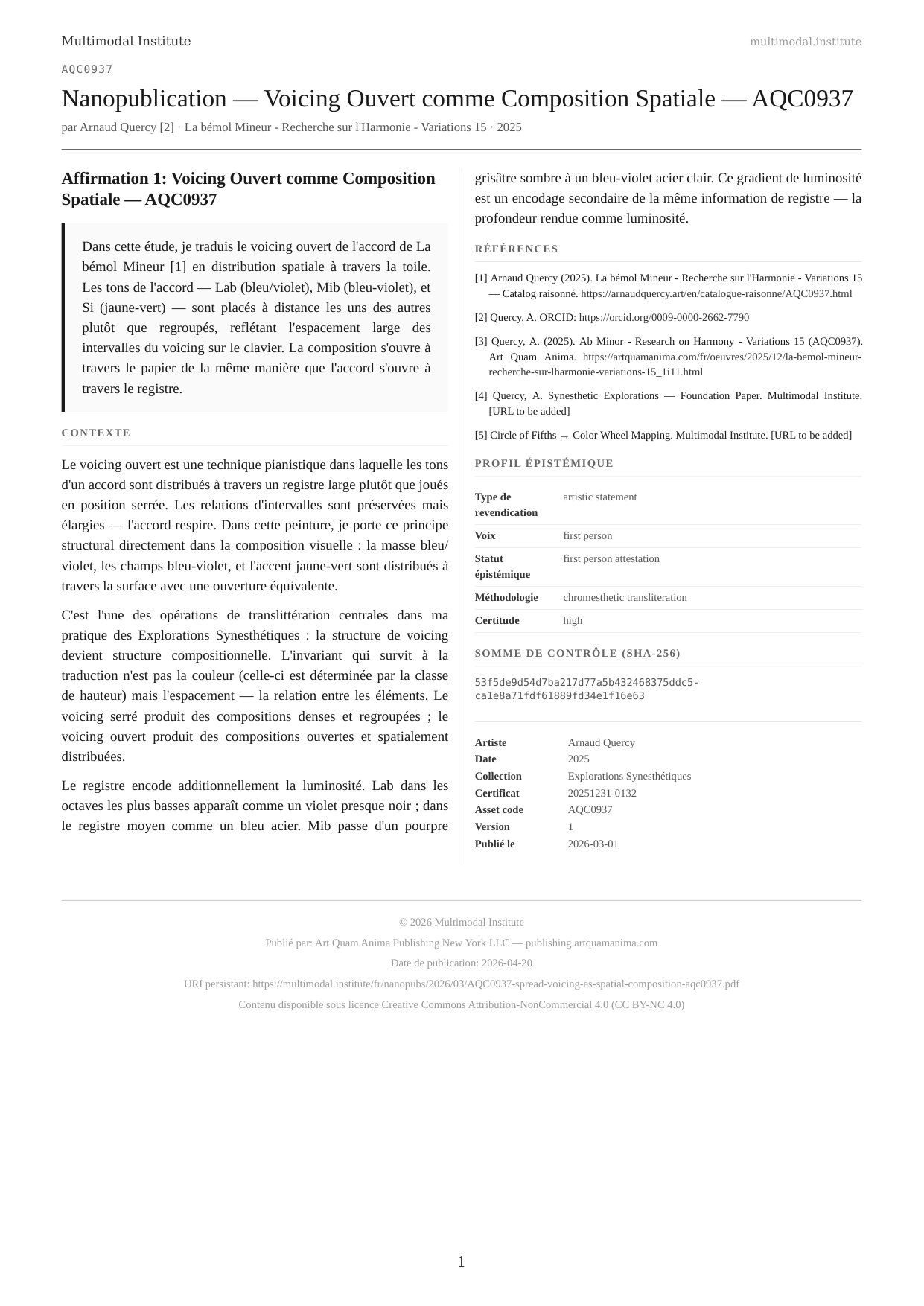 Spread Voicing as Spatial Composition — AQC0937