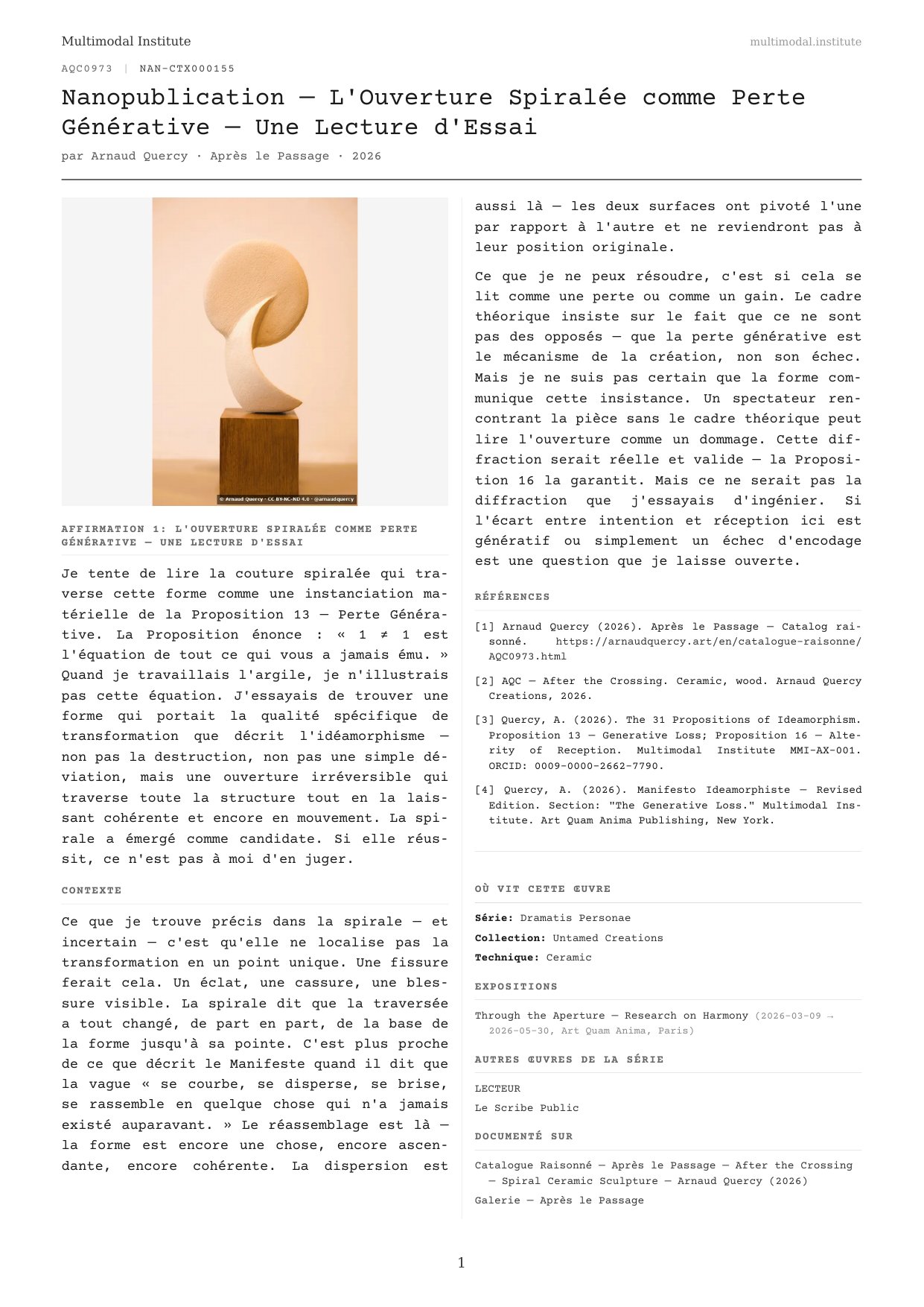 The Spiral Opening as Generative Loss — A Trial Reading